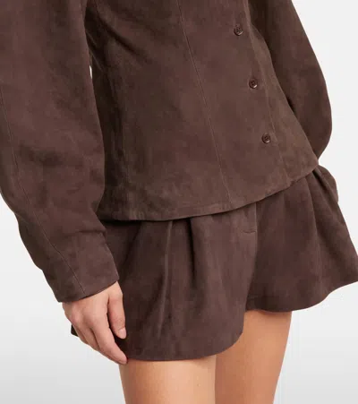 Rotate Birger Christensen Suede Shirt In Brown