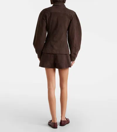 Rotate Birger Christensen Suede Shirt In Brown