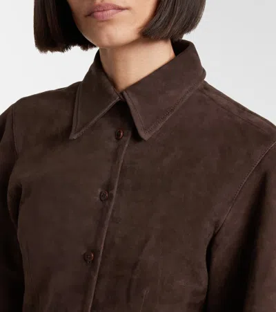 Rotate Birger Christensen Suede Shirt In Brown