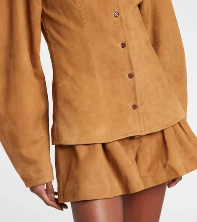 Rotate Birger Christensen Suede Shirt In Brown