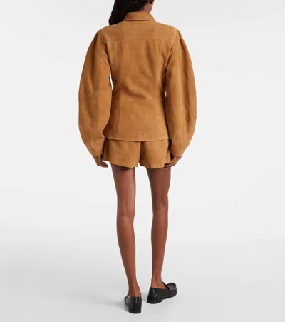 Rotate Birger Christensen Suede Shirt In Brown