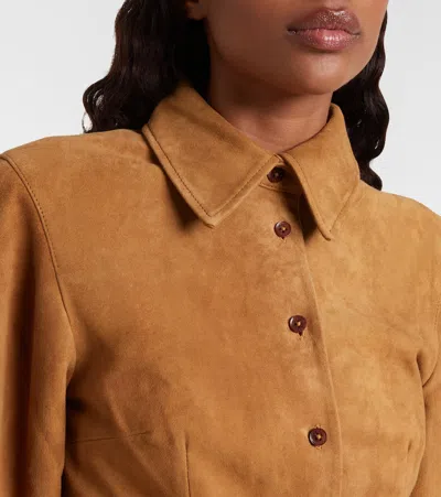 Rotate Birger Christensen Suede Shirt In Brown