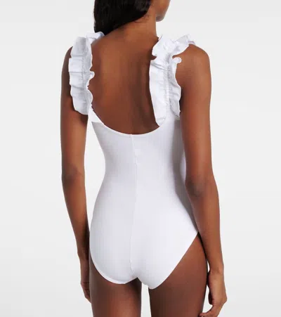 Karla Colletto Evie Ruffled Swimsuit In White