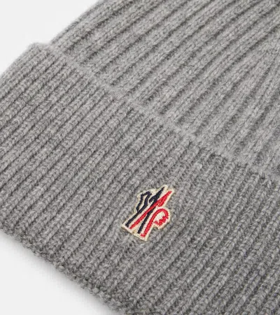 Moncler Shearling-trimmed Cashmere Beanie In Brown