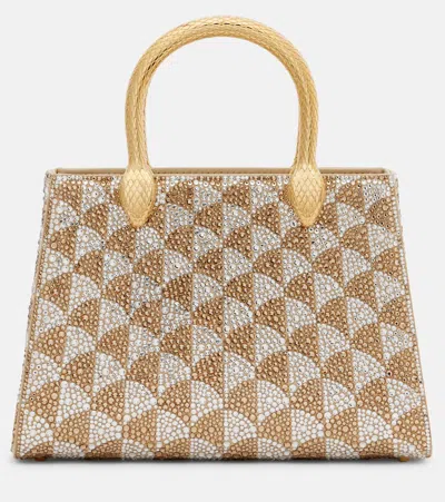 Bvlgari Serpentine Duo Small Embellished Suede Tote Bag In Multi