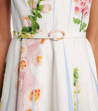 Oscar De La Renta Foxglove Sleeveless Stretch Cotton Dress In Multi