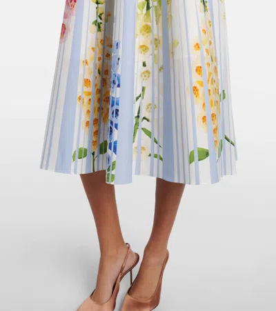 Oscar De La Renta Foxglove Sleeveless Stretch Cotton Dress In Multi