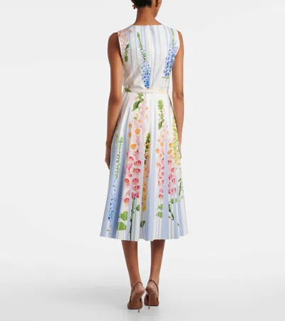 Oscar De La Renta Foxglove Sleeveless Stretch Cotton Dress In Multi