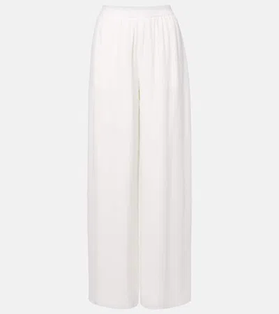 Oscar De La Renta Mid-rise Silk Straight Pants In White