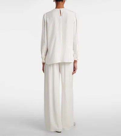 Oscar De La Renta Mid-rise Silk Straight Pants In White