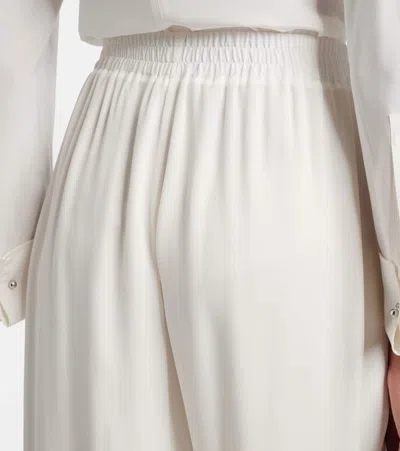 Oscar De La Renta Mid-rise Silk Straight Pants In White