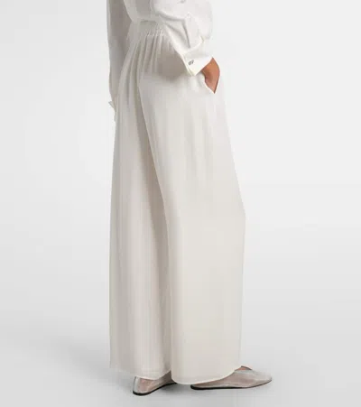 Oscar De La Renta Mid-rise Silk Straight Pants In White