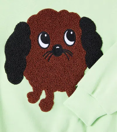 Mini Rodini Doggie Cotton Sweatshirt In Green
