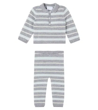 Bonpoint X Guest In Residence Baby Lumi Striped Cashmere Two-piece Set In Gray