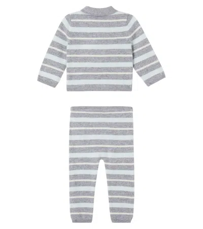 Bonpoint X Guest In Residence Baby Lumi Striped Cashmere Two-piece Set In Gray