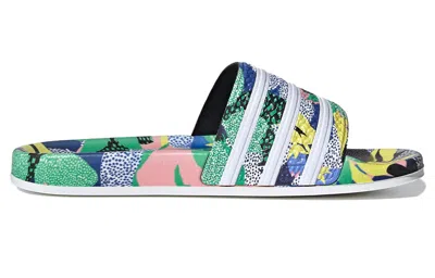 Adidas Originals (wmns) Adidas Adilette Flowers Slippers 'red Blue Pink' In Multi