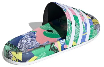 Adidas Originals (wmns) Adidas Adilette Flowers Slippers 'red Blue Pink' In Multi