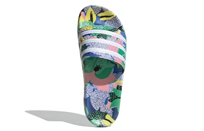 Adidas Originals (wmns) Adidas Adilette Flowers Slippers 'red Blue Pink' In Multi