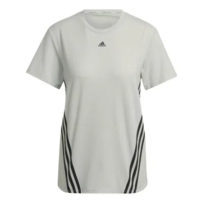 Adidas Originals (wmns) Adidas Train Icons 3-stripes T-shirt Asia Sizing 'green' In Gray