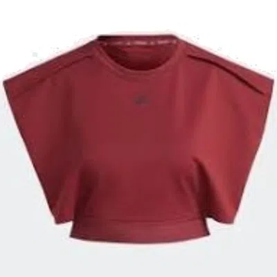 Adidas Originals (wmns) Adidas Power Aeroready Crop Sleeveless T-shirt 'bugundy' In Brown