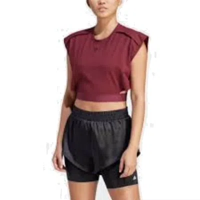 Adidas Originals (wmns) Adidas Power Aeroready Crop Sleeveless T-shirt 'bugundy' In Brown