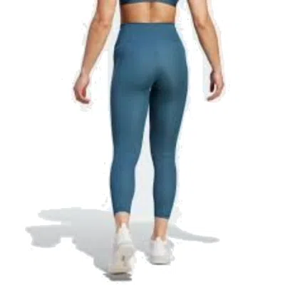 Adidas Originals (wmns) Adidas Optime Stash Pocket High-waisted 7/8 Leggings Asia Sizing 'teal' In Blue