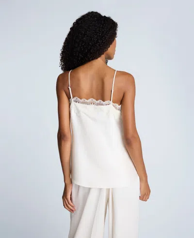Kenneth Cole Lace Trim Satin Camisole In White
