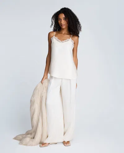 Kenneth Cole Lace Trim Satin Camisole In White