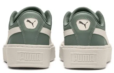 Puma (wmns)  Basket Platform Scallop Sneakers Green/white In Animal Print