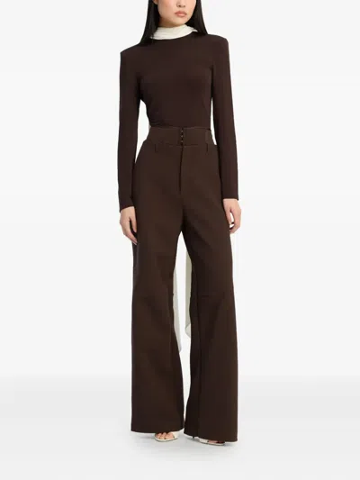 Rotate Birger Christensen Long-sleeved Scarf Top In Black