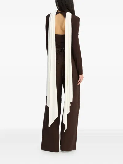 Rotate Birger Christensen Long-sleeved Scarf Top In Black