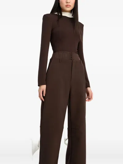 Rotate Birger Christensen Long-sleeved Scarf Top In Black