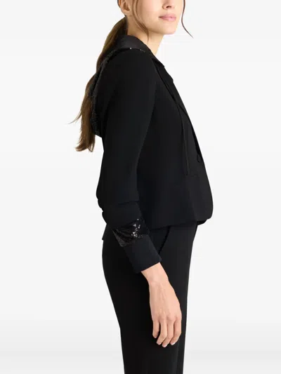 Cinq À Sept Le Petit Khloe Sequin Hooded Jacket In Black