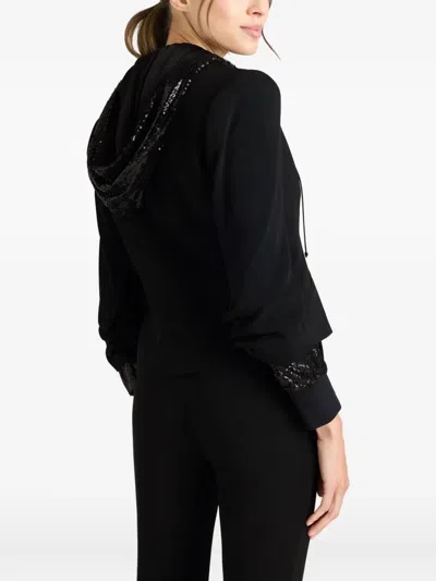 Cinq À Sept Le Petit Khloe Sequin Hooded Jacket In Black