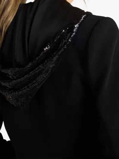 Cinq À Sept Le Petit Khloe Sequin Hooded Jacket In Black