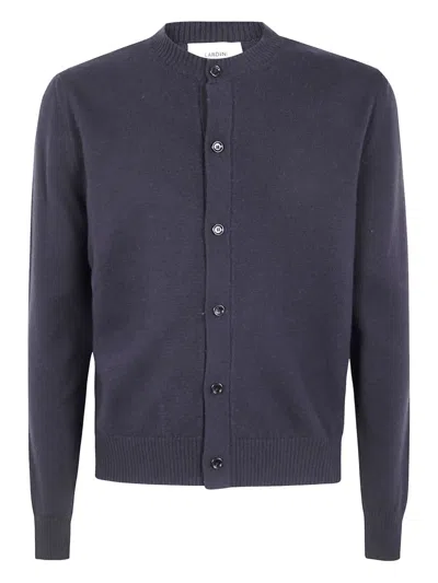 Lardini Long Sleeve Crew Neck Knit Sweater In Blue