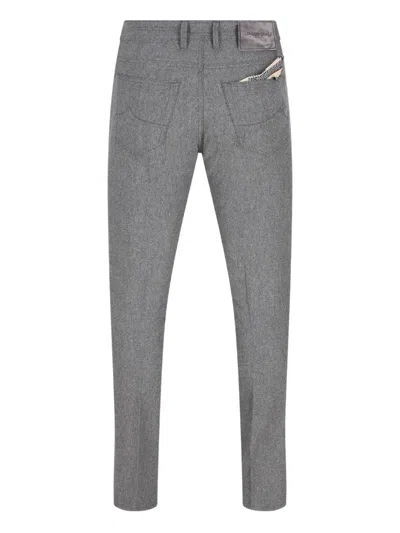 Jacob Cohen Five-pocket Logo Patch Trousers In Gray
