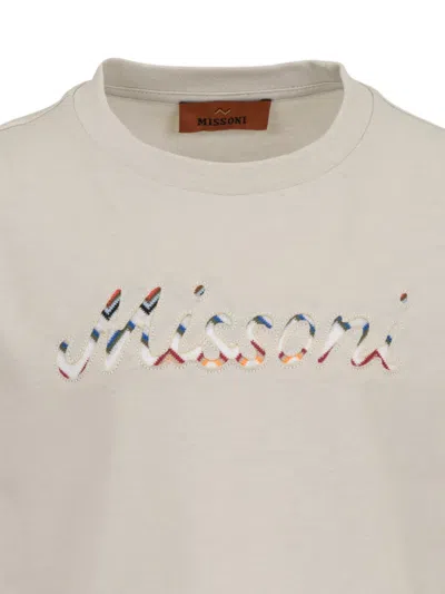 Missoni Logo-detail Cotton T-shirt In Gray
