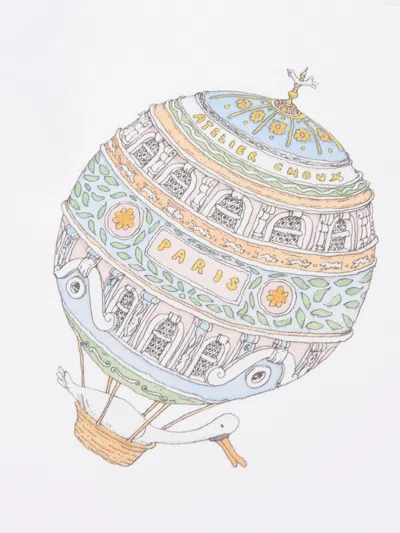 Atelier Choux Girls Hot Air Balloon T-shirt In White