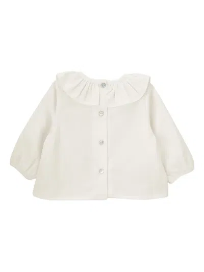 Knot Esme Ruffled Cotton Blouse In White