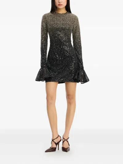 Rotate Birger Christensen Gradient Sequin Dress With Full Skirt Rotate In Black