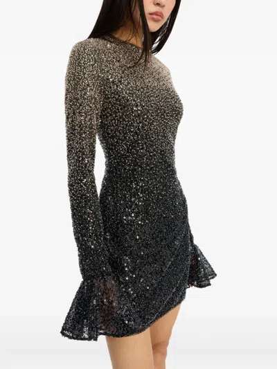 Rotate Birger Christensen Gradient Sequin Dress With Full Skirt Rotate In Black