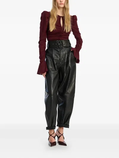 Rotate Birger Christensen Rotate Top Chiffon Ruched Long Sleeve In Multi