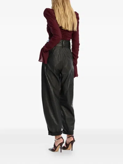 Rotate Birger Christensen Rotate Top Chiffon Ruched Long Sleeve In Multi