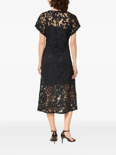 Hugo Boss Floral Gathered Dress In Black