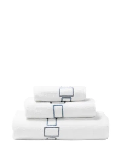 Frette Terry Bicolor Embroidery Set In White