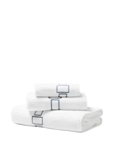 Frette Terry Bicolor Embroidery Set In White