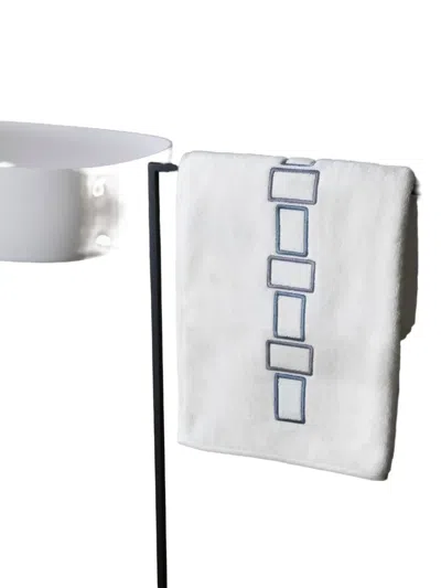 Frette Terry Bicolor Embroidery Set In White