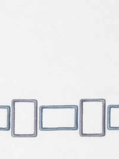 Frette Terry Bicolor Embroidery Set In White