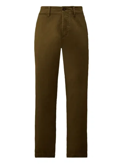 C.p. Company Button-fastening Cotton Trousers In Green